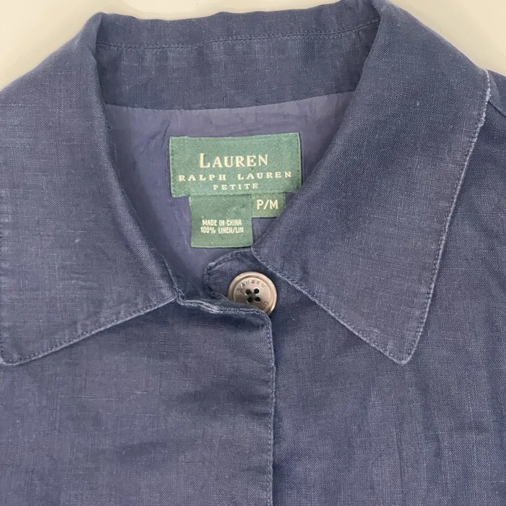Lauren Ralph Lauren Women's Navy Linen Jacket Size Medium Petite